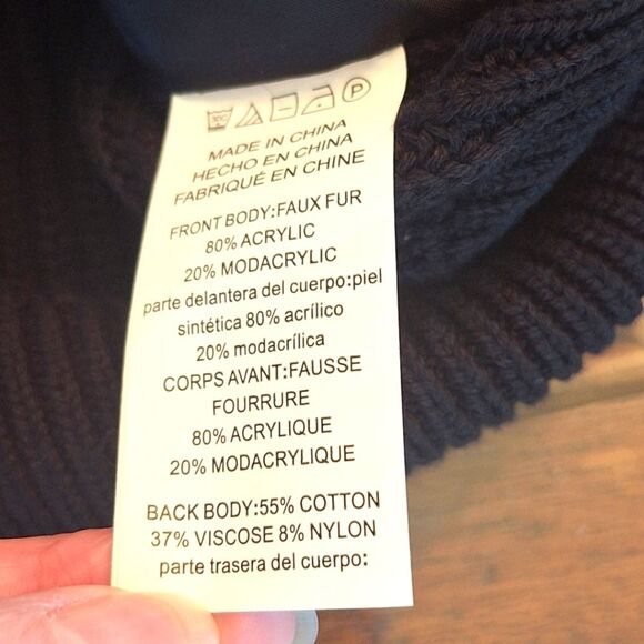 Michael Kors Faux Fur Zip Up Sweater Vest Black size XL Shaggy Vegan Furry - Picture 13 of 16
